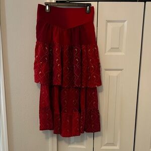 Elegant Red Tiered Skirt